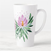 蓮の花が咲くライラックバイオレット水彩 カフェラテマグ (右)
