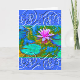 蓮の花が美しい色に サンキューカード
