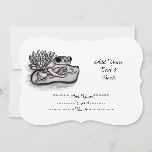 蓮の花でフロギーあなたのテキストを追加 招待状 (裏面)