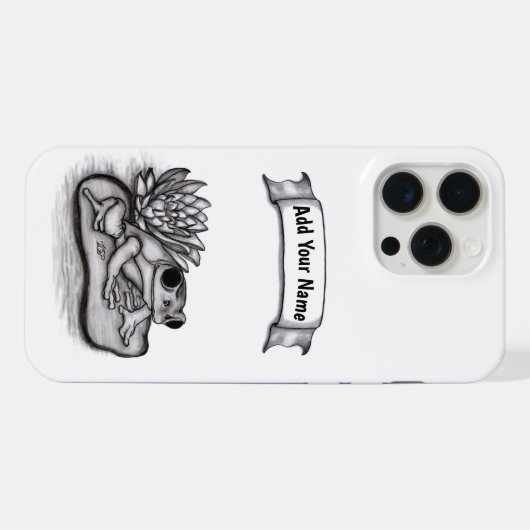 蓮の花でフロギーあなたの名前を追加 iPhoneケース (裏面横)