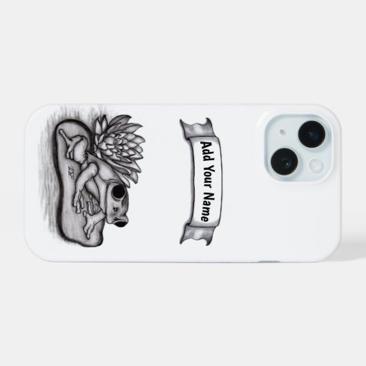 蓮の花でフロギーあなたの名前を追加 iPhone 15ケース (裏面横)