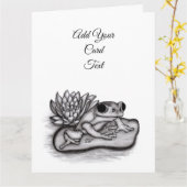 蓮の花でフロギー、テキストを追加 カード (黄色い花)