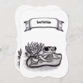 蓮の花でフロギー、テキストを追加 招待状 (正面/裏面)