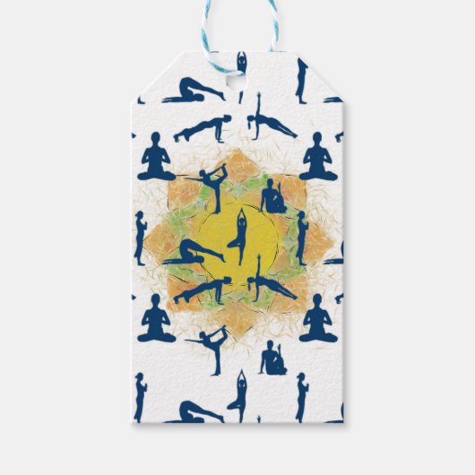 蓮の花でヨガポーズするスケッチ ギフトタグ (正面)