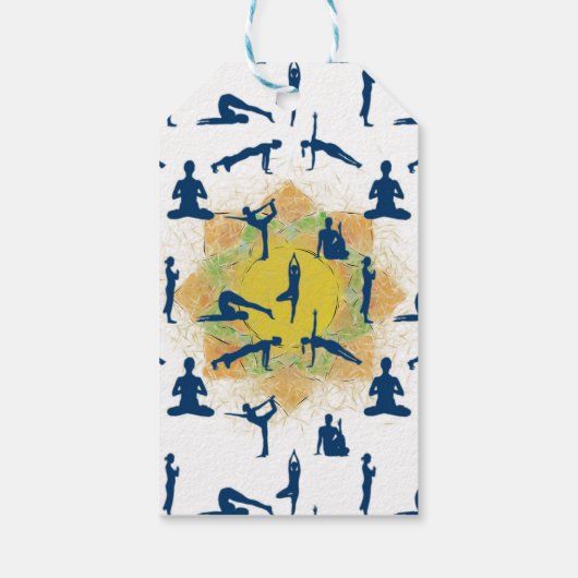 蓮の花でヨガポーズするスケッチ ギフトタグ (裏面)