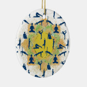 蓮の花でヨガポーズするスケッチ セラミックオーナメント (右)