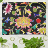 蓮の花とつる植物 キッチンタオル (折り畳み)