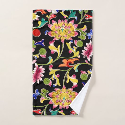 蓮の花とつる植物 バスタオルセット (ハンドタオル)