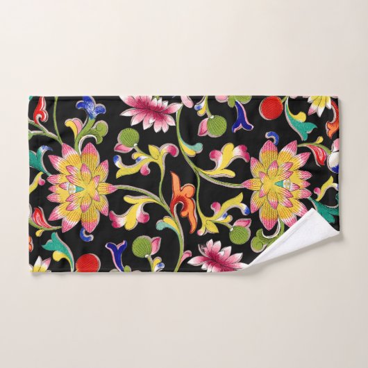 蓮の花とつる植物 バスタオルセット (ハンドタオル)