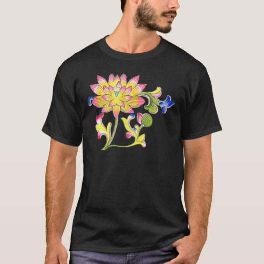 蓮の花とつる植物 Tシャツ (正面)