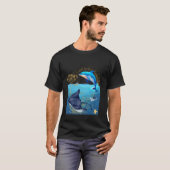 蓮の花とイルカとエイ Tシャツ (正面フル)