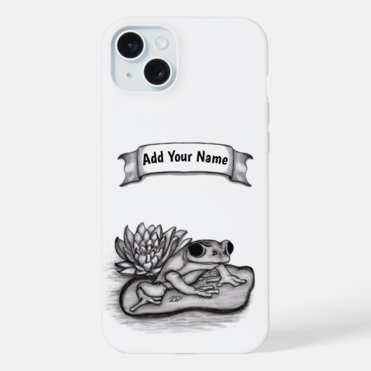 蓮の花とカエル 名前入れ可能 iPhoneケース (裏面)