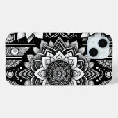 蓮の花とマンダラの白黒 Case-Mate iPhoneケース (裏面 (横))