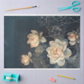 蓮の花とミッドナイトブルー，混合メディアエフェクト 薄葉紙 (クラフト)