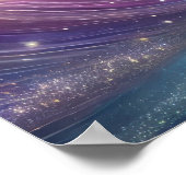 蓮の花と宇宙の空と流れる川 ポスター (角)