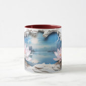 蓮の花と穏やかな湖セラミックコーヒーマグ☕ マグカップ (中央)