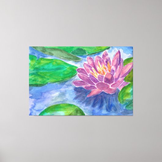 蓮の花と緑 キャンバスプリント (正面)