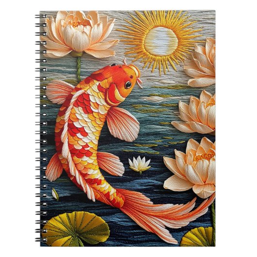 🐟 蓮の花と鯉の日本風禅アート ノートブック (正面)