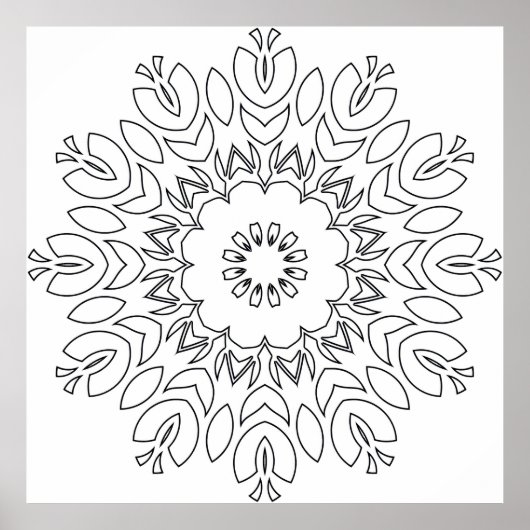 蓮の花にインスパイアされた流れるような有機的形状の曼荼羅 ポスター (正面)