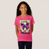 蓮の花に冠を被ったアニメ少女 Tシャツ (正面フル)