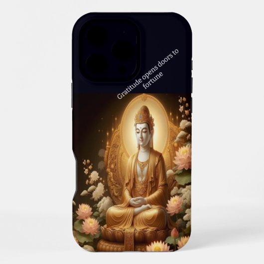 蓮の花に囲まれた仏陀 iPhoneケース (裏面)