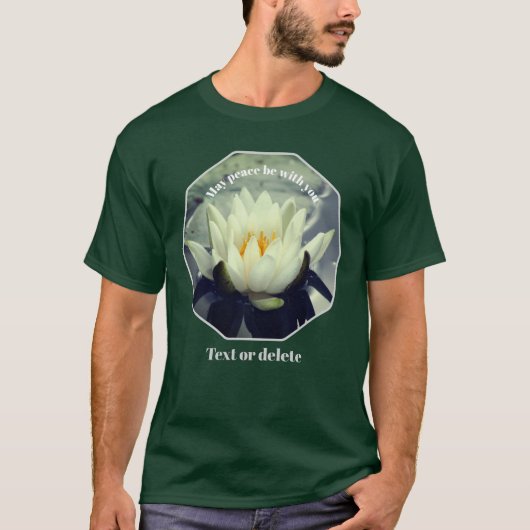 蓮の花に平和を祈る インスピレーション Tシャツ (正面)