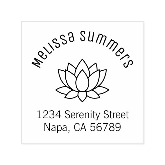 蓮の花のアーチ型の住所 セルフインキングスタンプ (デザイン)