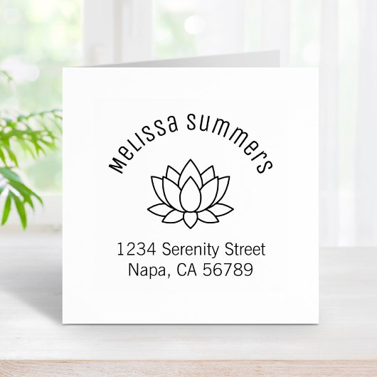 蓮の花のアーチ型の住所 ラバースタンプ