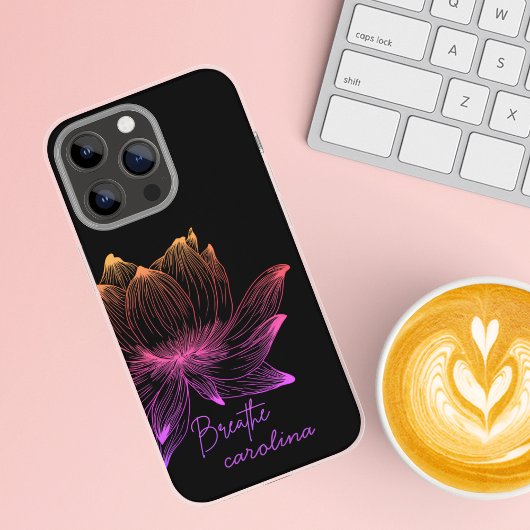 蓮の花のカラフルラインアートブラックデザイン Case-Mate iPhoneケース