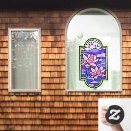 蓮の花のステンドグラス プライバシー ウィンドウサイン