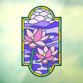 蓮の花のステンドグラス プライバシー ウィンドウサイン (シート3)