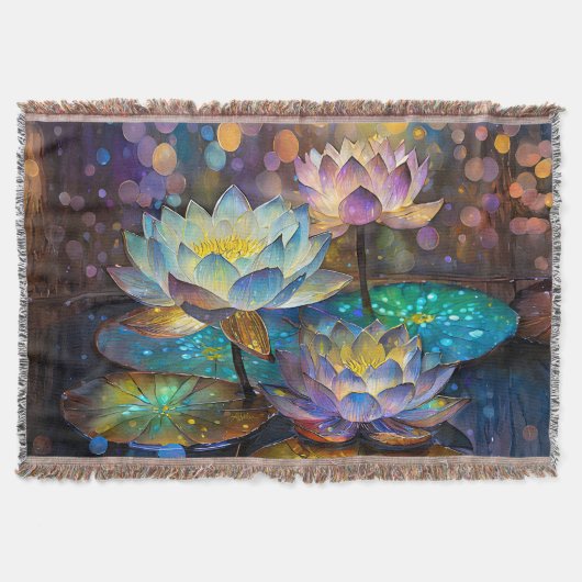 蓮の花のトリオ スローブランケット (正面)
