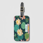 蓮の花のパターンのデジタルアートパーソナライズされた/ ラゲッジタグ (正面縦)
