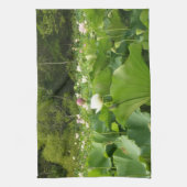 蓮の花のフィールド夏の庭 キッチンタオル (縦)