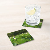 蓮の花のフィールド夏の庭 スクエアペーパーコースター (インサイチュ)