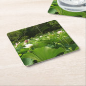 蓮の花のフィールド夏の庭 スクエアペーパーコースター (アングル)