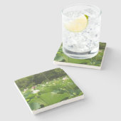 蓮の花のフィールド夏の庭 ストーンコースター (横)