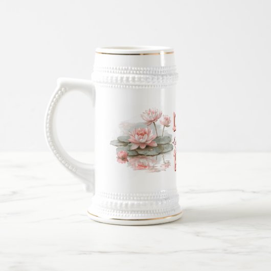 蓮の花のブーケ池 ビールジョッキ (左)