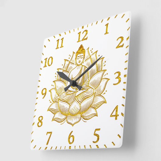 蓮の花の上の仏。 スクエア壁時計 (傾斜)