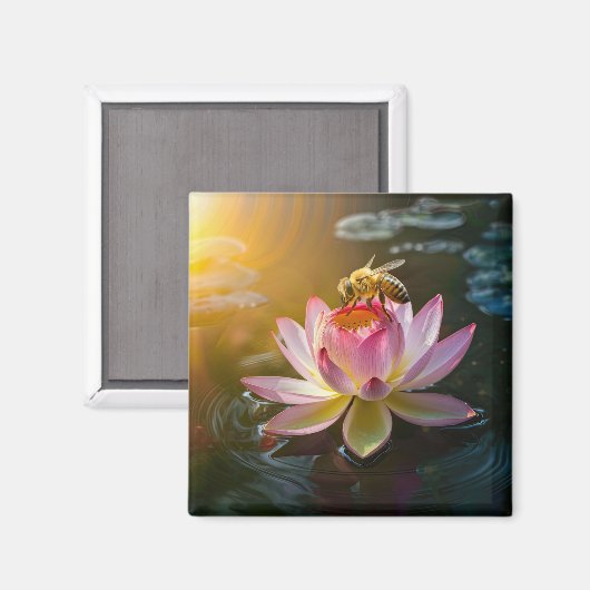 蓮の花の上の蜂 マグネット (正面/裏面)