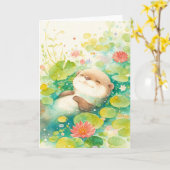 蓮の花の中のオッタの楽園 カード (黄色い花)
