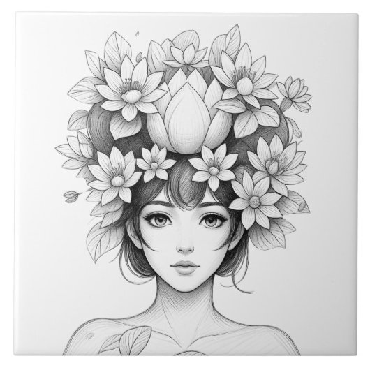 蓮の花の乙女 タイル (正面)