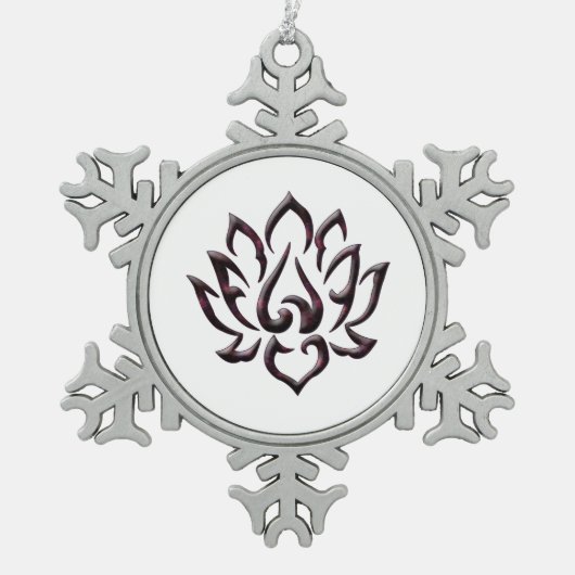 蓮の花の仏像パープルユニバースゼン スノーフレークピューターオーナメント (正面)