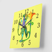 蓮の花の四角い時計のエジプト美術 スクエア壁時計 (傾斜)