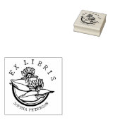 蓮の花の本Ex Libris ラバースタンプ (押印)