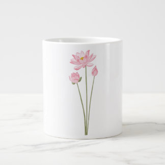 蓮の花の植物画コーヒーマグ ジャンボコーヒーマグカップ