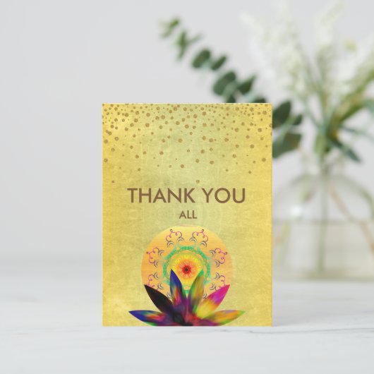 蓮の花の水の色ありがとうござ結婚う ポストカード (スタンド正面)