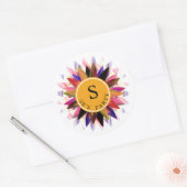蓮の花の水の色のロゴヒーリングヨガ ラウンドシール (封筒)