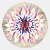 蓮の花の水の色パープルロゴヒーリングヨガ ラウンドシール (正面)