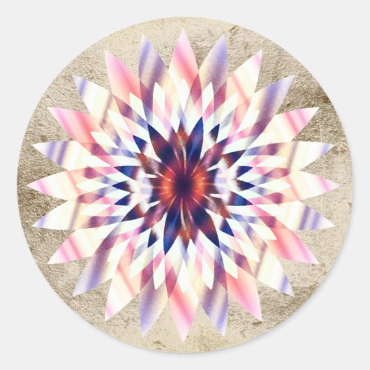 蓮の花の水の色パープルロゴヒーリングヨガ ラウンドシール (正面)